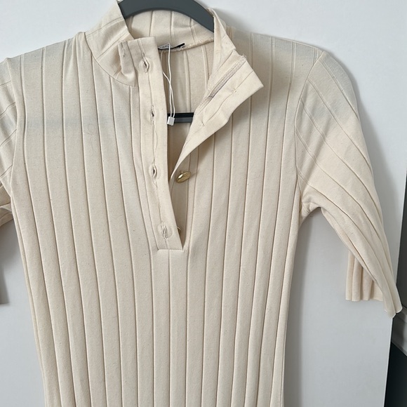 ZARA - short sleeve cream dress - Picture 6 of 7